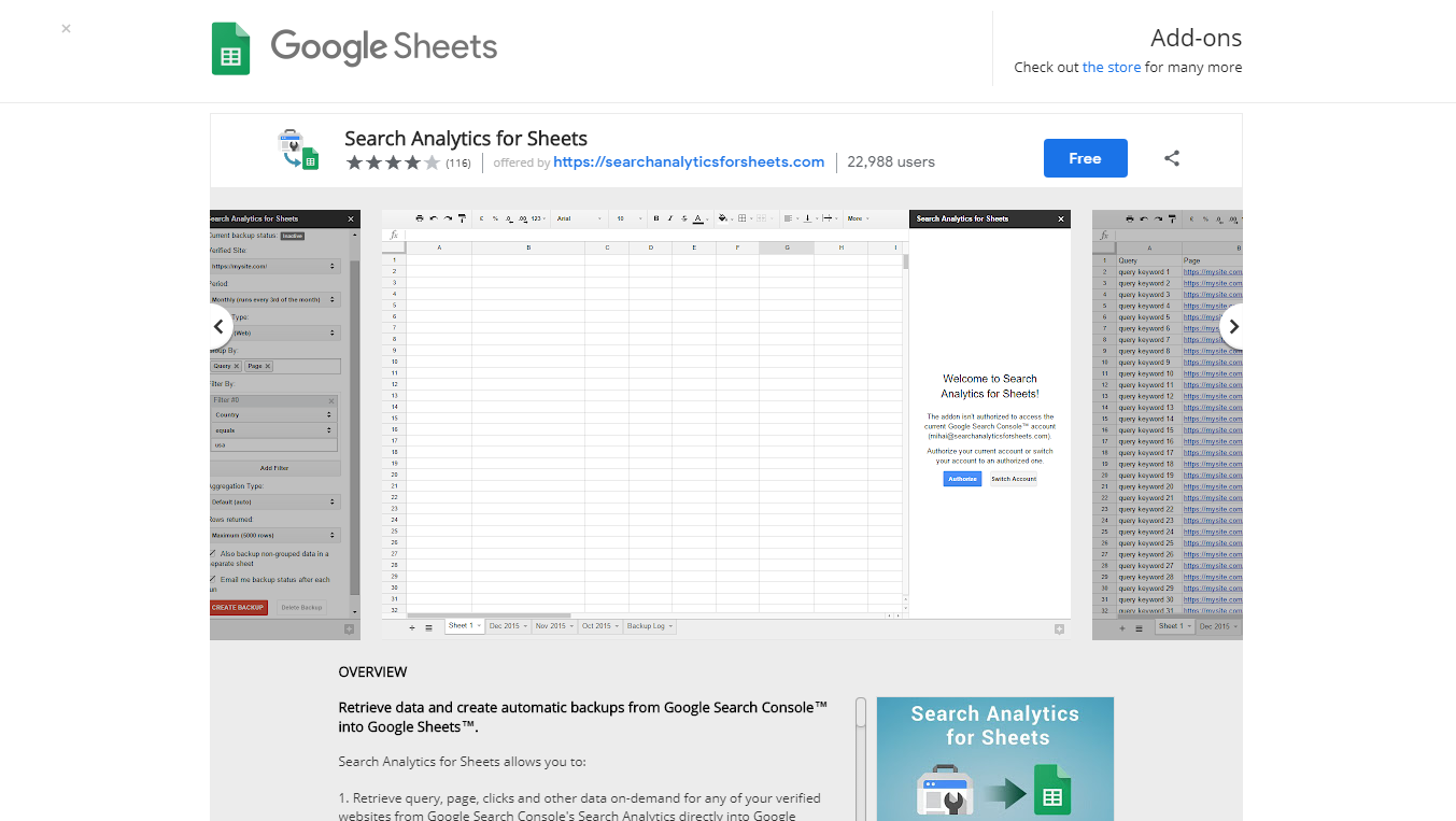 google analytics for sheets