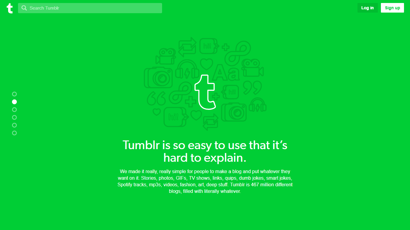 tumblr homepage screenshot
