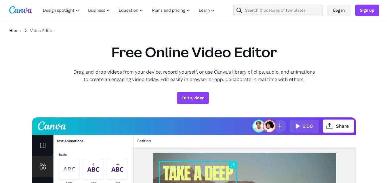 FREE ONLINE VIDEO EDITOR MAKER CANVA DRAG AND DROP visual data 8