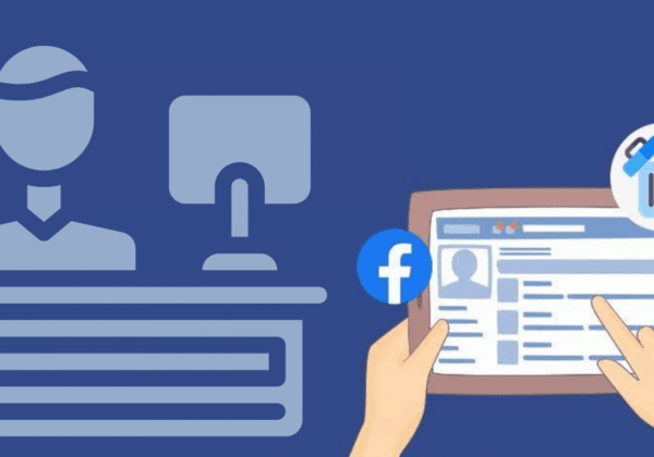 Illustration showing Facebook content removal and online reputation management process in 2025