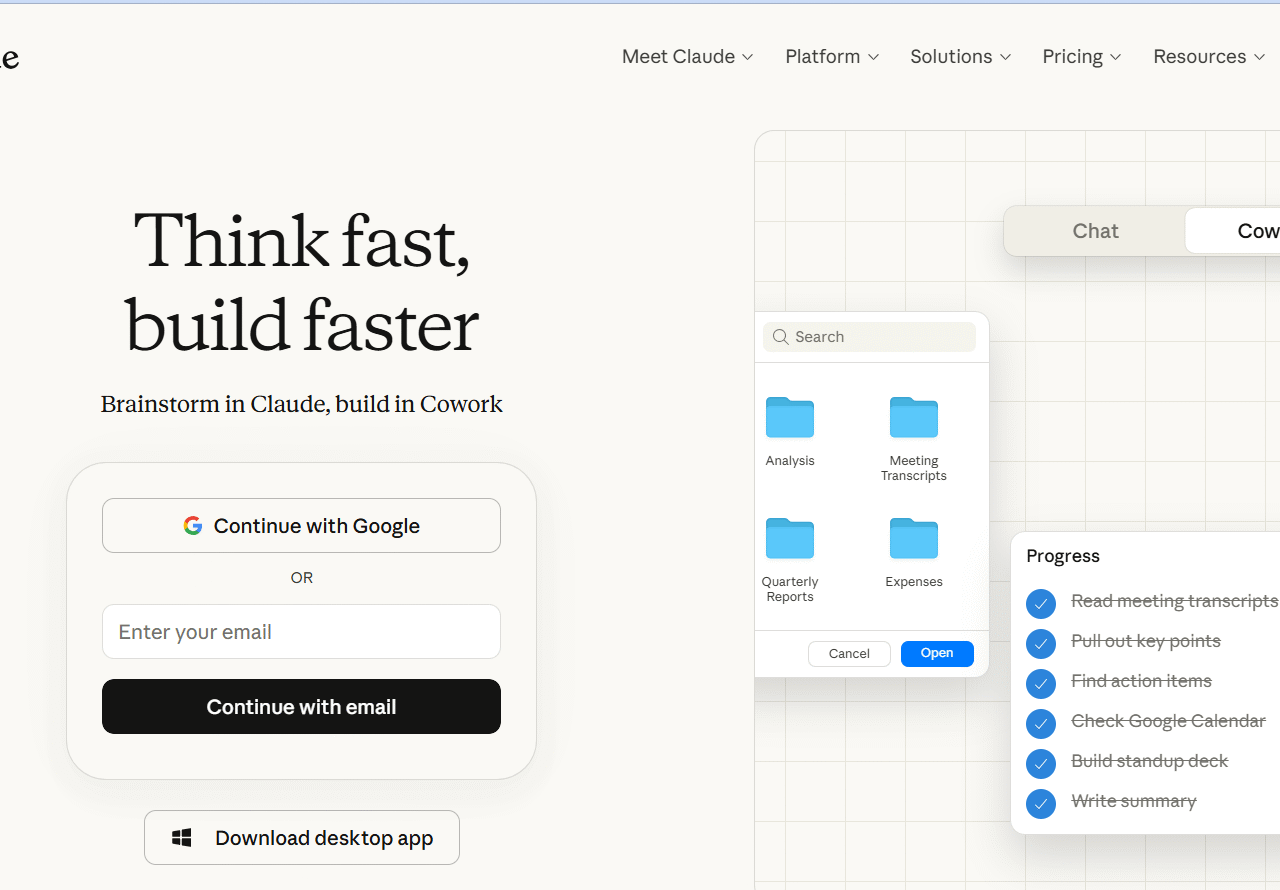 Claude website screenshot
