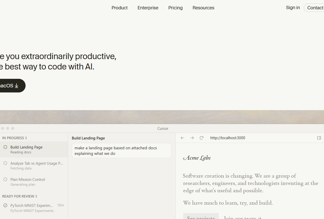 Cursor website screenshot