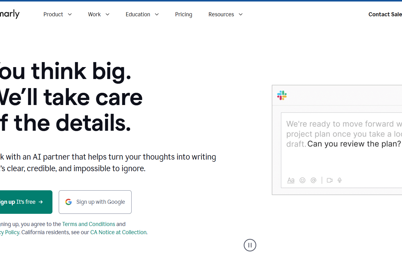 Grammarly website screenshot