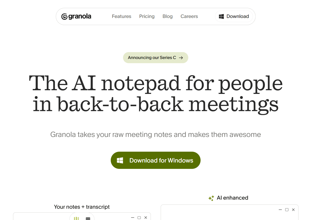 Granola-website screenshot