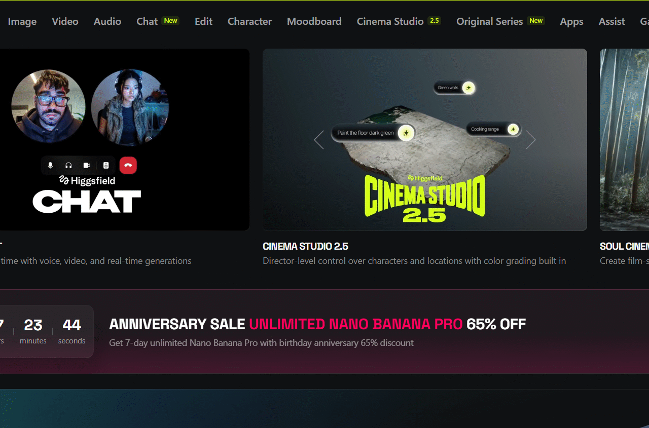 HIGGSFIELD AI website screenshot