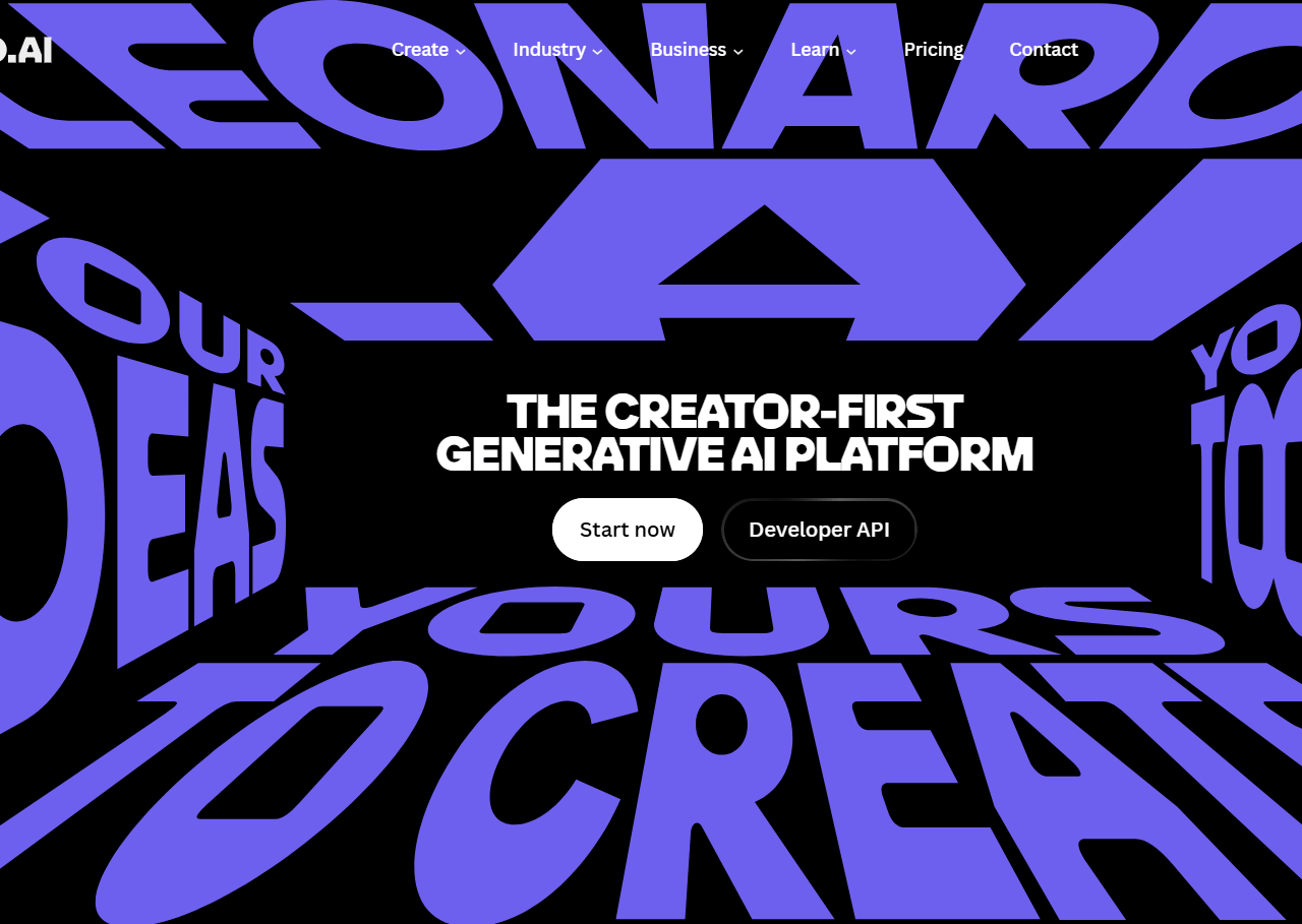 LEONARDO AI website screenshot