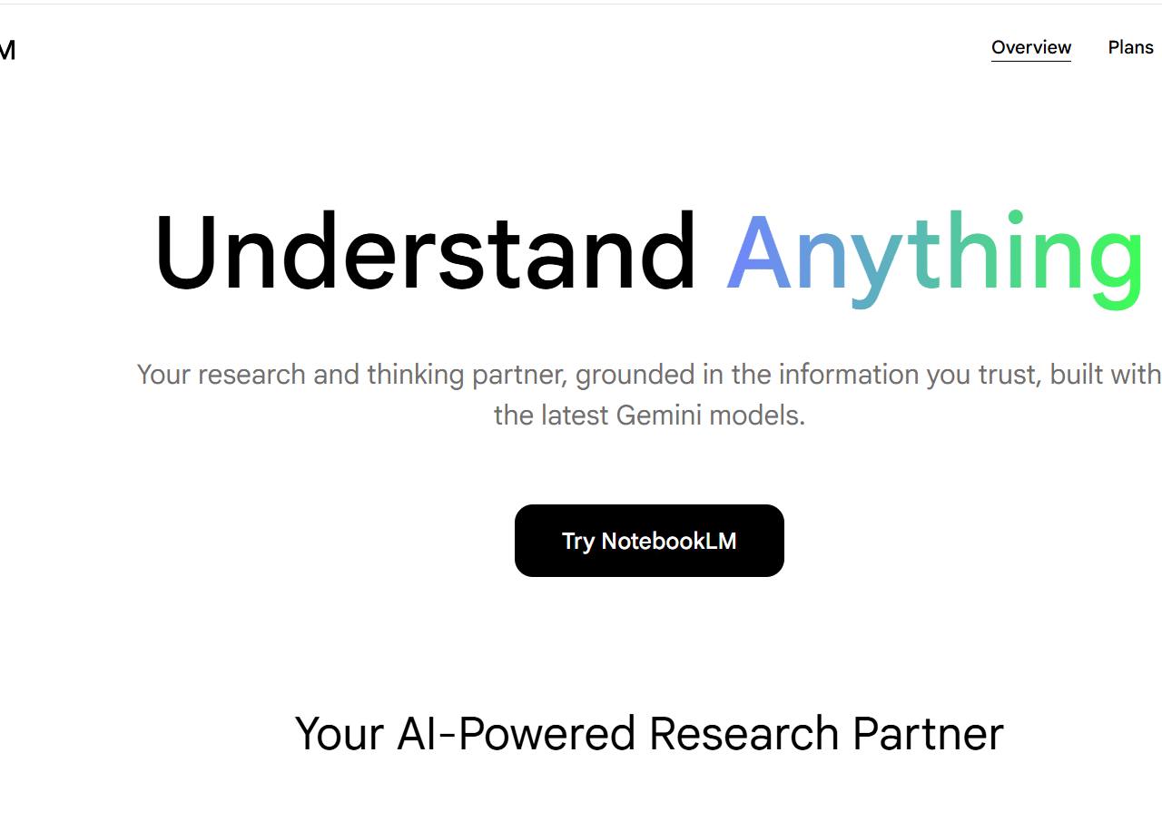 NotebookLM website screenshot