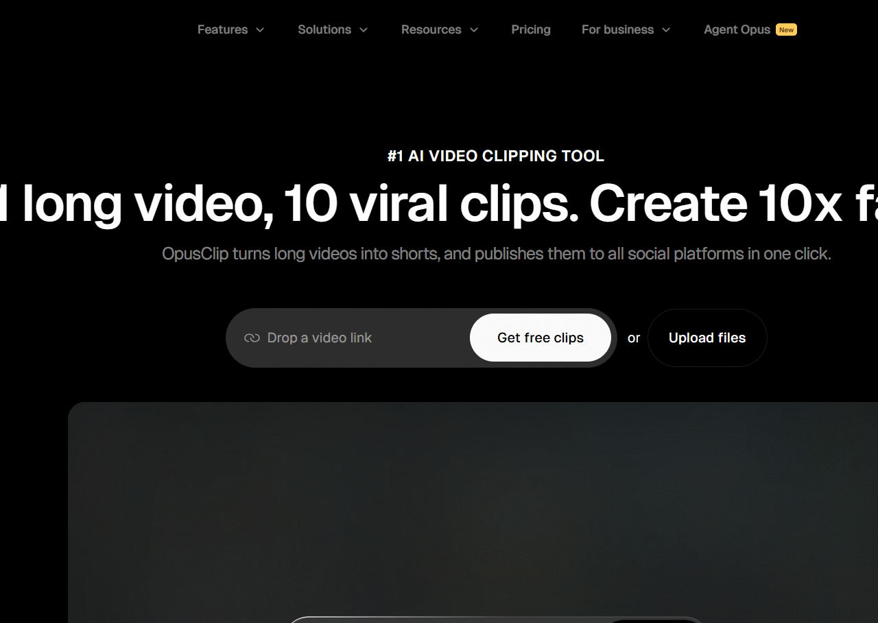 OpusClip website screenshot