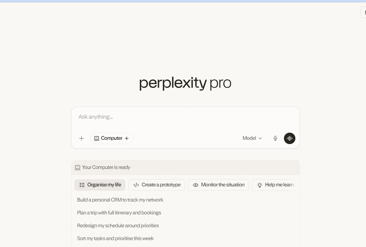 Perplexity AI website screenshot