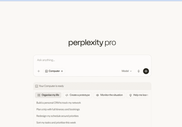 Perplexity AI website screenshot