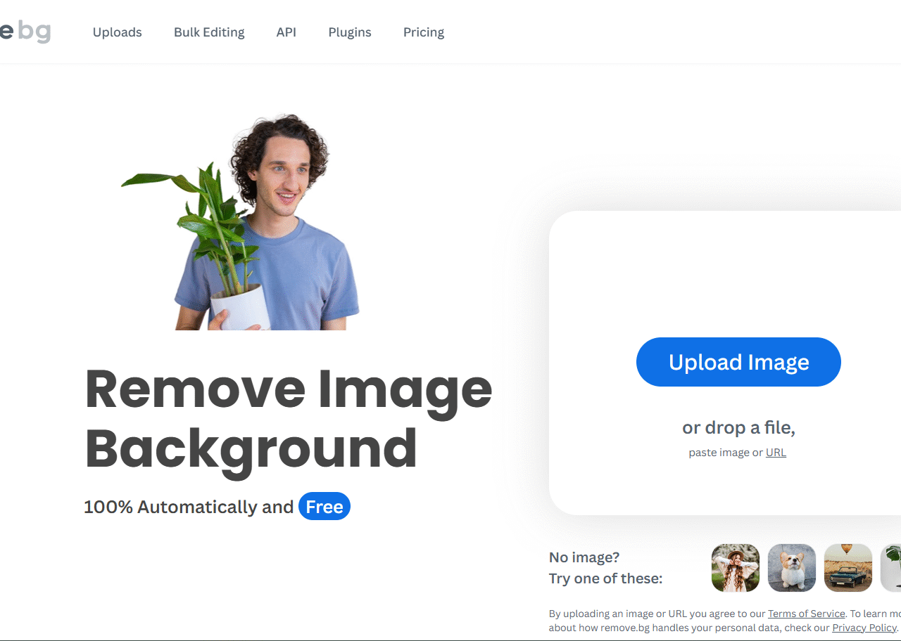 REMOVE BG website screenshot