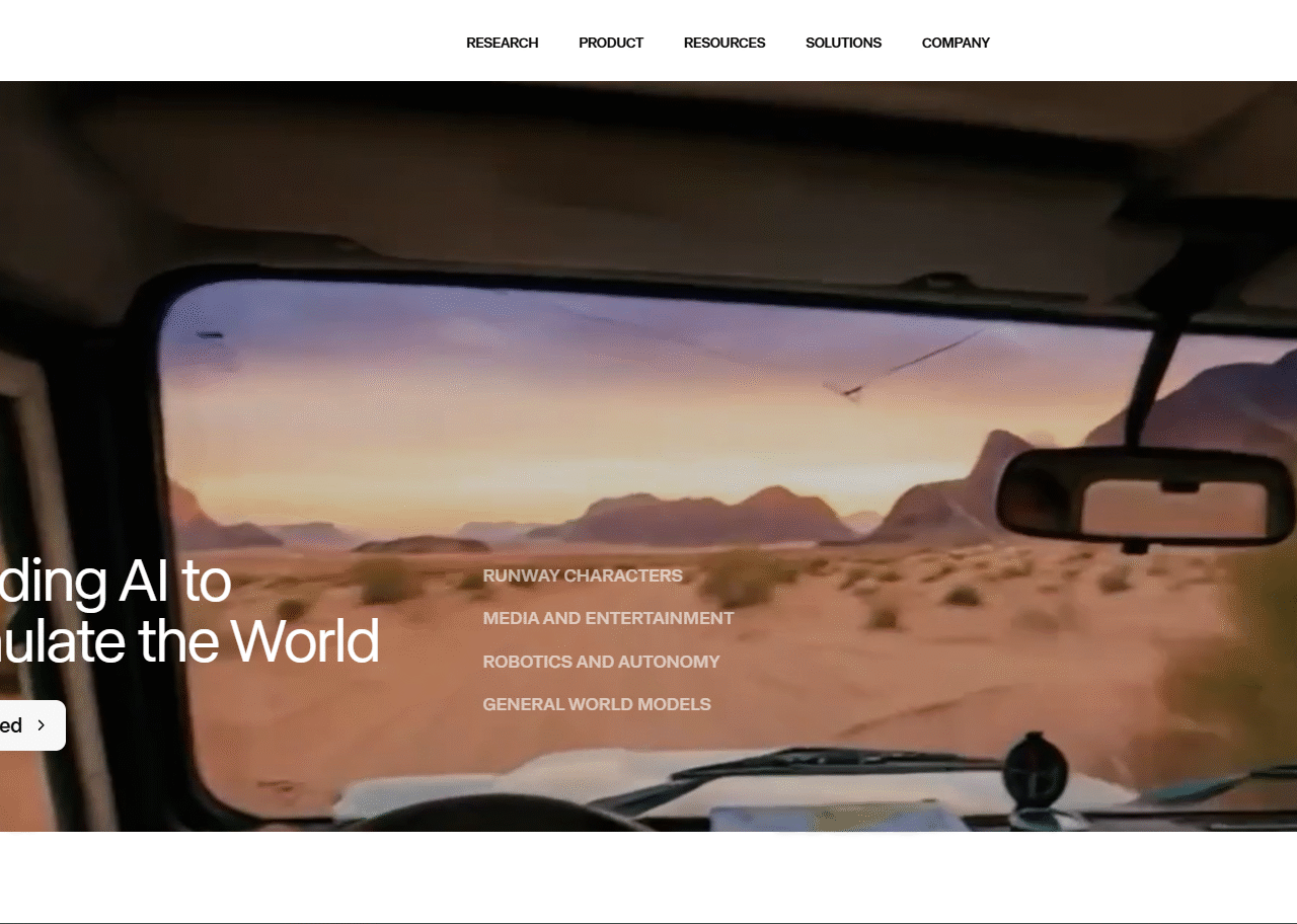 RUNWAY website screenshot