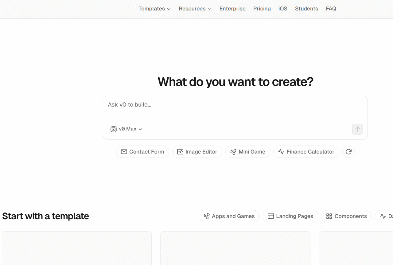 v0-website screenshot